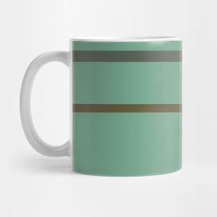 A shocking tailoring of Soldier Green, Dark Vanilla, Artichoke, Greyish Teal and Gunmetal stripes. Mug